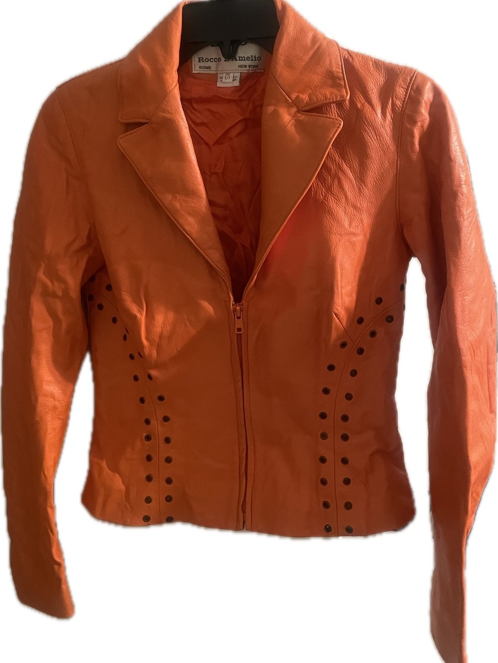 Rocco D'Amelio Vibrant Orange Leather Zip Jacket